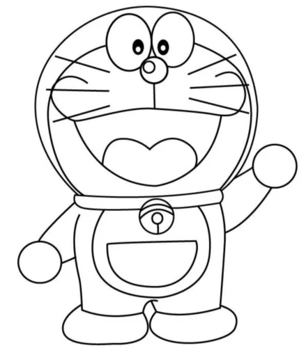 Mẫu tô màu doraemon giơ tay cười to