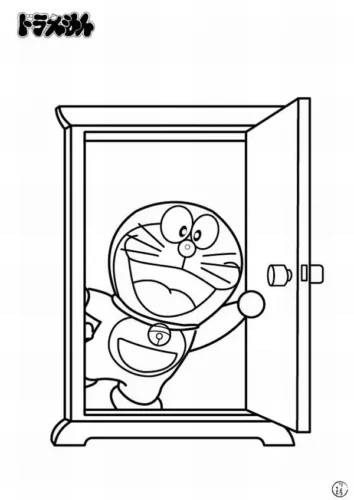 Tranh tô màu doraemon bước qua cánh cửa thần kỳ