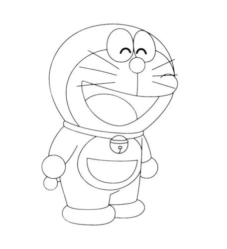 Doraemon cười híp mắt, nét mảnh