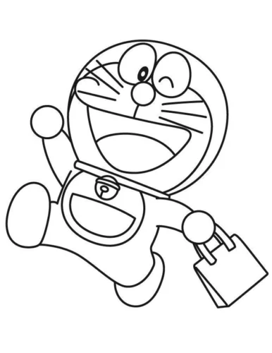 Doraemon xách túi chạy