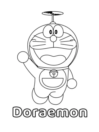 Doraemon đội chong chóng dưới chữ Doraemon