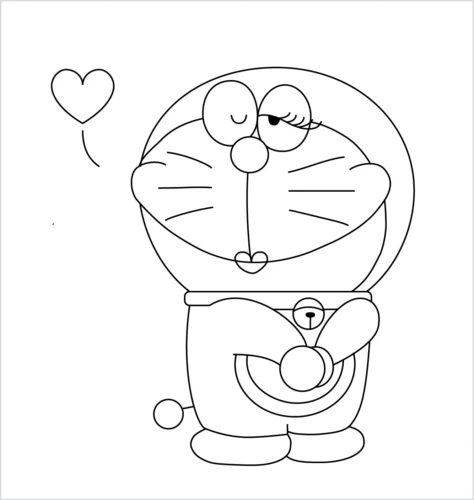 Doraemon nháy mắt bên trái tim