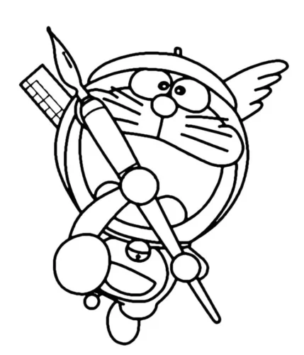 Doraemon có cánh cầm bút chì lớn
