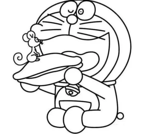 Doraemon ôm chú chuột nhỏ