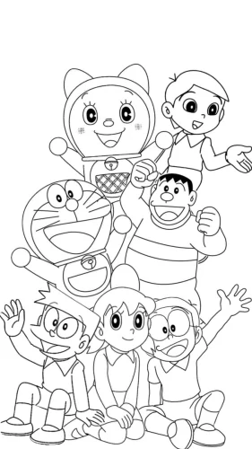 Doraemon, Dorami, Nobita và các bạn tạo dáng