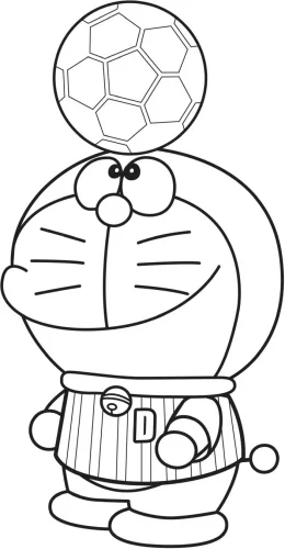 Doraemon đội quả bóng trên đầu