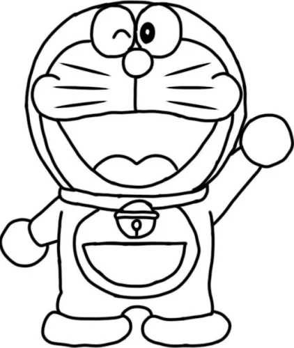 Mẫu tô màu doraemon giơ tay chào