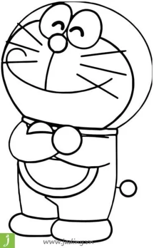Tranh tô màu doraemon khoanh tay đứng