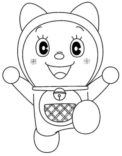 Hình tô màu dorami nhảy vui vẻ