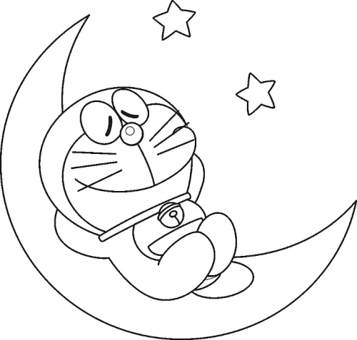 Doraemon nằm trên vầng trăng