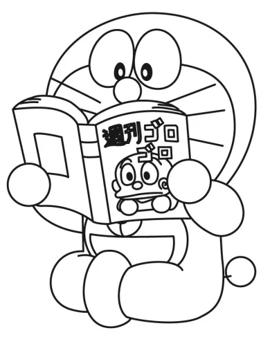 Mẫu tô màu doraemon đọc truyện tranh
