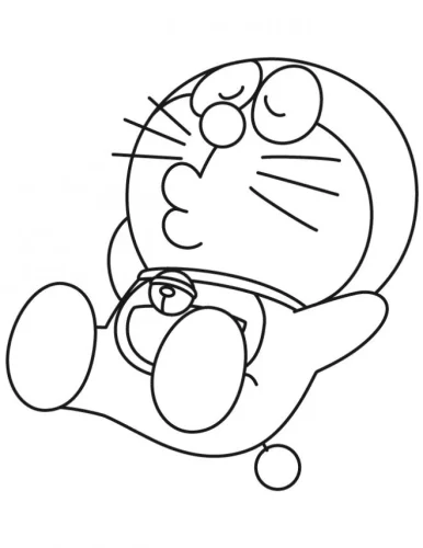 Tranh tô màu doraemon cười híp mắt
