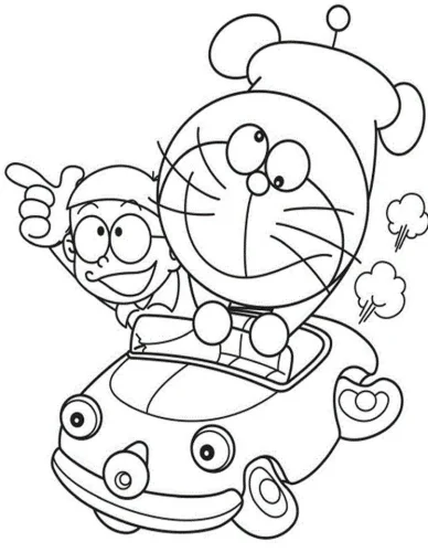 Doraemon lái ô tô cùng Nobita