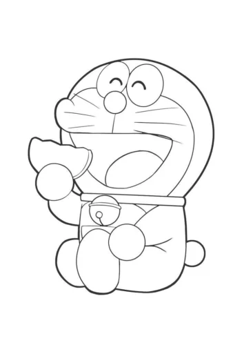 Tranh tô màu doraemon ngồi, nét mảnh
