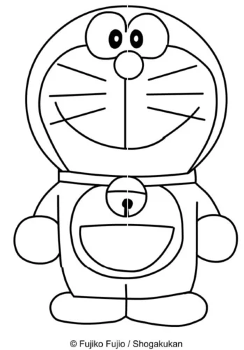 Tranh tô màu doraemon đứng chính diện