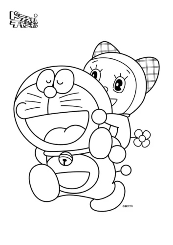 Hình tô màu doraemon và Dorami