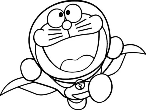 Tranh tô màu doraemon siêu nhân bay
