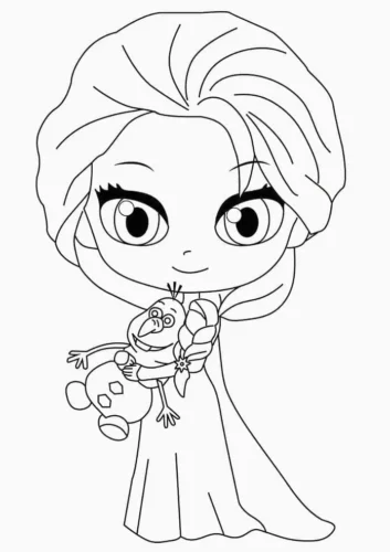 Elsa chibi đầu to ôm Olaf