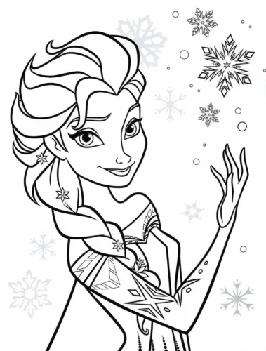 Elsa giơ tay giữa bông tuyết rơi