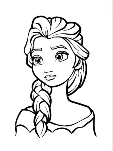 Elsa tóc tết vắt vai, nét viền đậm