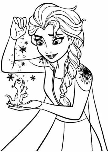 Elsa vuốt tóc, tay kia nâng tắc kè