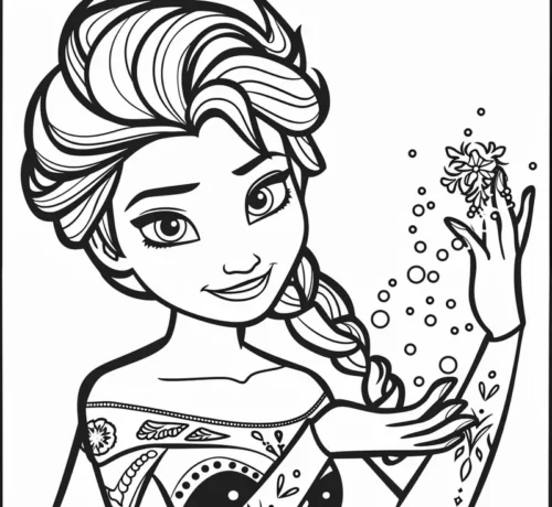 Elsa tạo bông tuyết, nét viền đậm