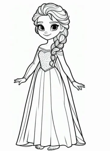 Elsa đứng thẳng, nét đơn giản
