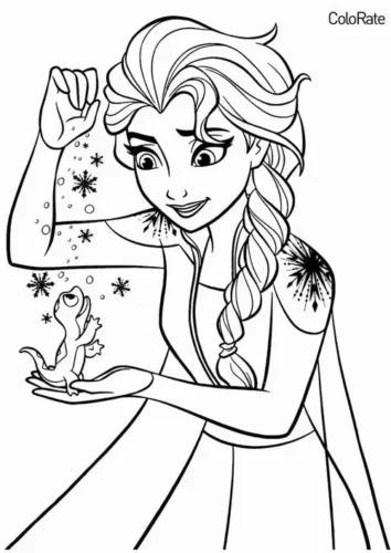 Elsa nâng tắc kè lửa nhỏ trên tay