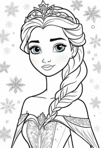 Elsa đội vương miện giữa bông tuyết