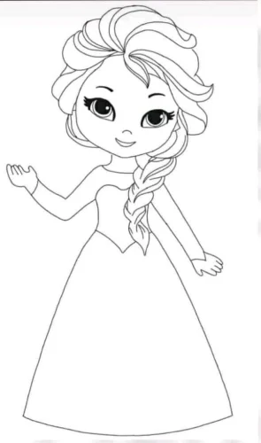 Elsa nhí váy dài, nét mảnh