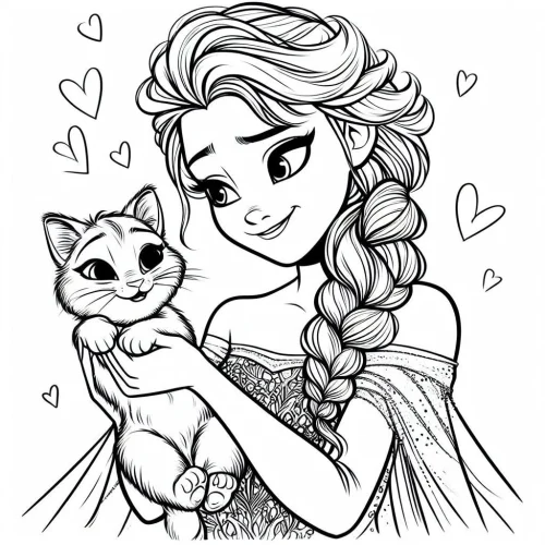 Elsa ôm mèo con giữa trái tim