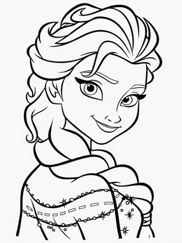 Mẫu tô màu khuôn mặt Elsa nét gọn