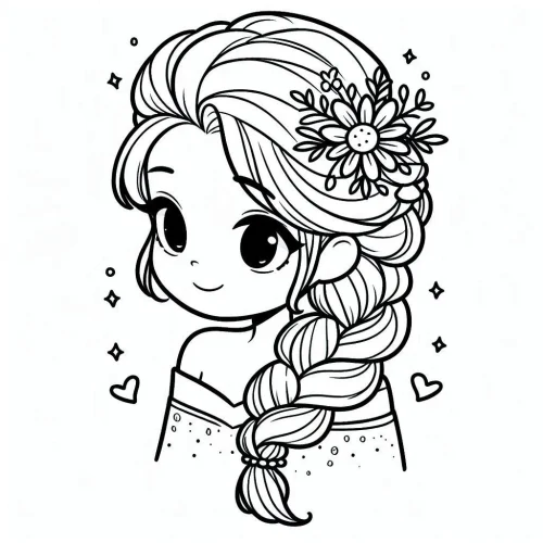 Elsa cài hoa tuyết trên tóc