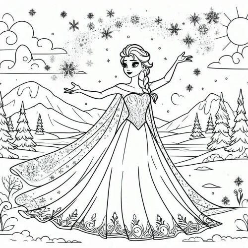 Elsa trên đồi tuyết dưới mặt trời
