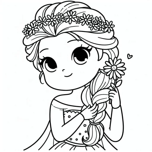 Elsa nhí đội vòng hoa