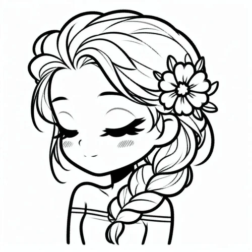 Elsa nhắm mắt cài hoa