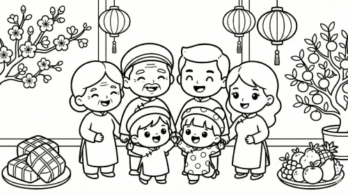 Tranh tô màu gia đình 36