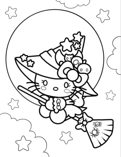 Hello Kitty phù thuỷ cưỡi chổi