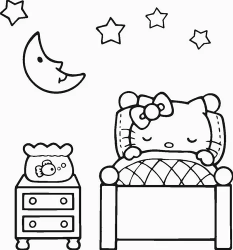 Hello Kitty ngủ dưới trăng