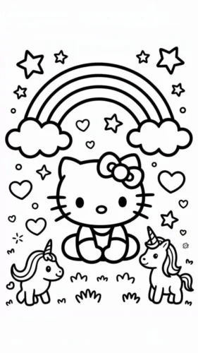 Hello Kitty và kỳ lân dưới cầu vồng