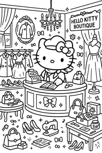 Hello Kitty trong cửa hàng thời trang