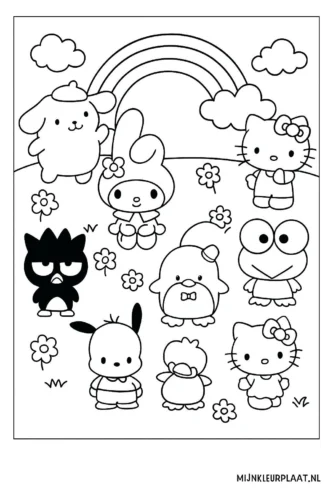 Các bạn Sanrio dưới cầu vồng