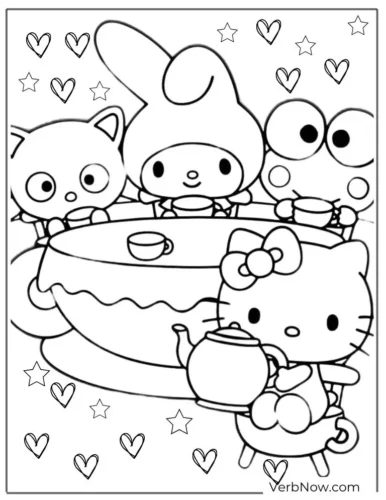 Hello Kitty và các bạn uống trà