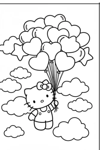 Hello Kitty bay cùng bóng bay giữa mây