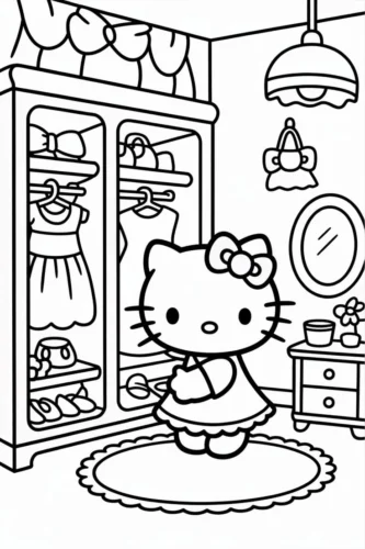 Hello Kitty trong phòng thay đồ