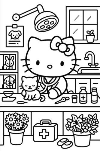 Hello Kitty bác sĩ thú y