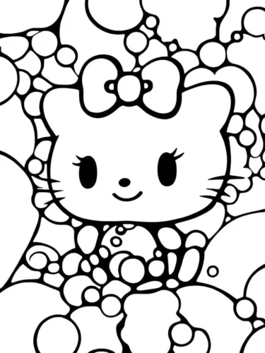 Hello Kitty giữa vòng bong bóng