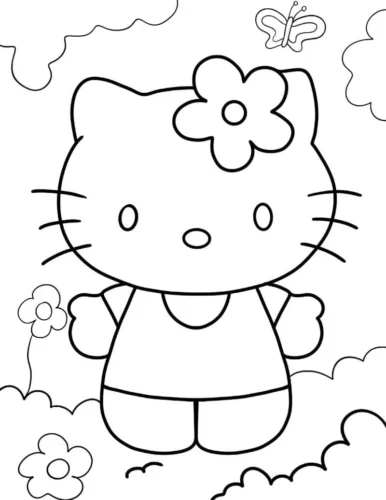 Hello Kitty cài hoa giữa mây