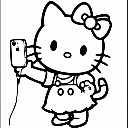 Tranh tô màu hello Kitty sạc điện thoại