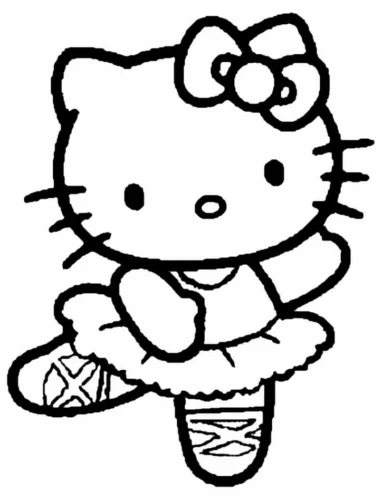 Mẫu tô màu hello Kitty múa ba lê